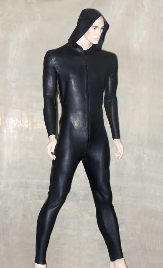 Catsuit en Latex et Caoutchouc pour Halloween, Combinaison de Batterie Noire, Zentai, 0.4mm, S-XXL