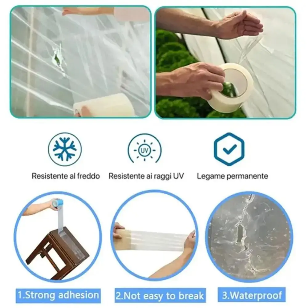 New UV Resistant Film Repair Tape Strong Adhesion Seaming Greenhouse Repair Patch Transparent Plastic Sheeting Tape