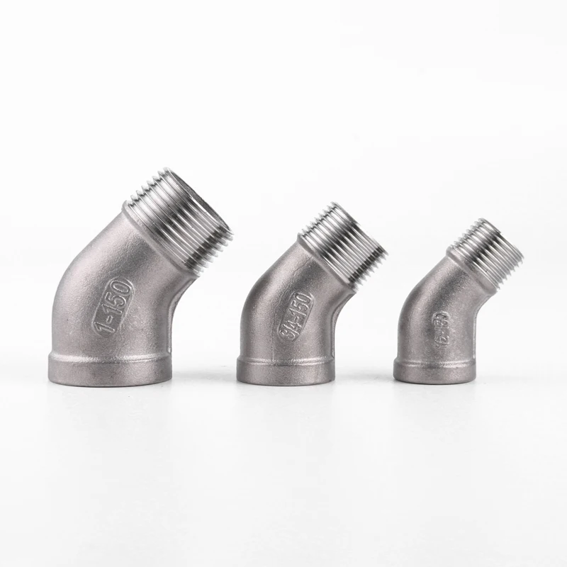 

1/4" 3/8" 1/2" 3/4" 1" 1-1/4" 1-1/2" 2" BSPT Female To Male 45 Degree Elbow Connector Coupler 304 316 Stainless Pipe Fitting