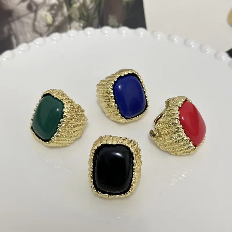 Kshmir Metal Irregular Square Opening Ring for Women European And American Personality Party Trend Jewelry Gifts