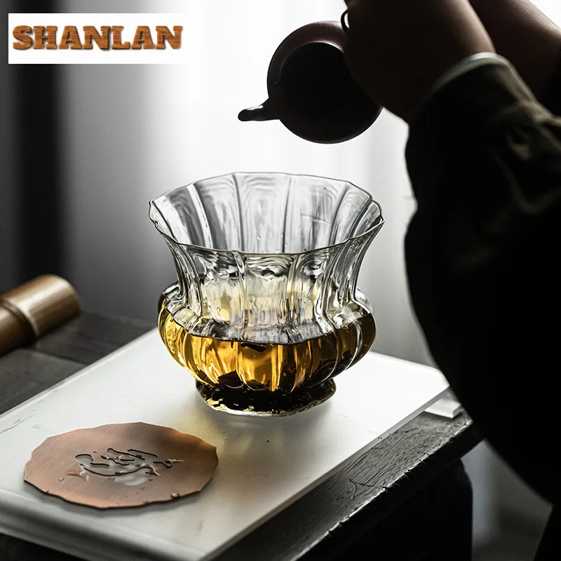 600ml Zen Lotus Transparent Glass Jianshui Tea Cup Wash Water Washing Slag Tank Tea Garbage Can Household Chaxi Cafes Ornaments