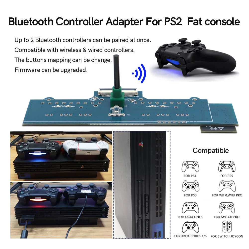 

Адаптер приемника беспроводного контроллера Hispeedido для игровой консоли PS2 Fat iBlueControlMod Bluetooth-адаптер-конвертер