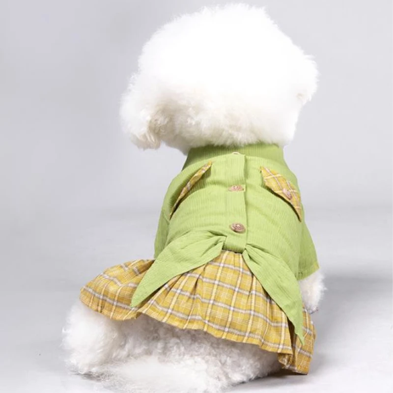 Cute Dog Clothes For Spring Summer Skin-Friendly Lovely Cats Clothing For Ragdoll Blue Dog Kitten Dress ropa para gato