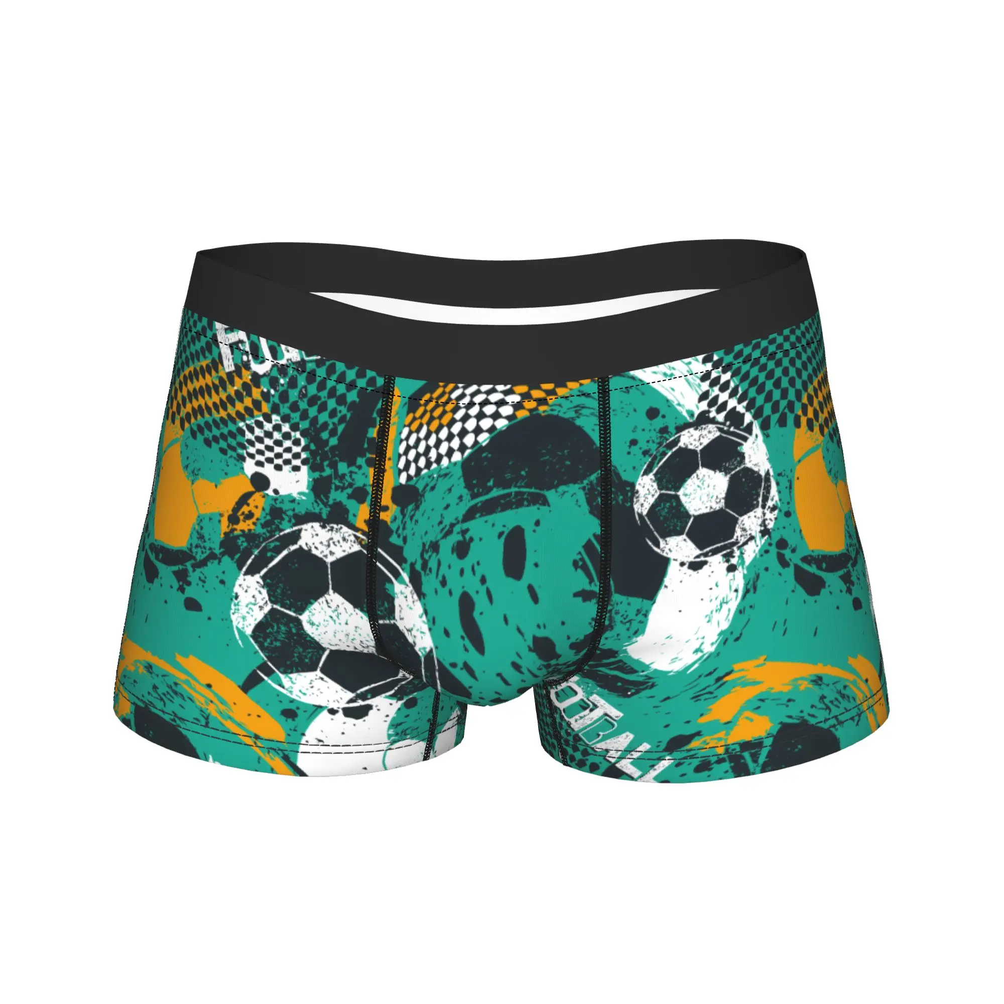Men Cartoon Soccer Ball Football Long Underwear  Funny Boxer Briefs Shorts Panties Male Breathable Underpants M-XXL