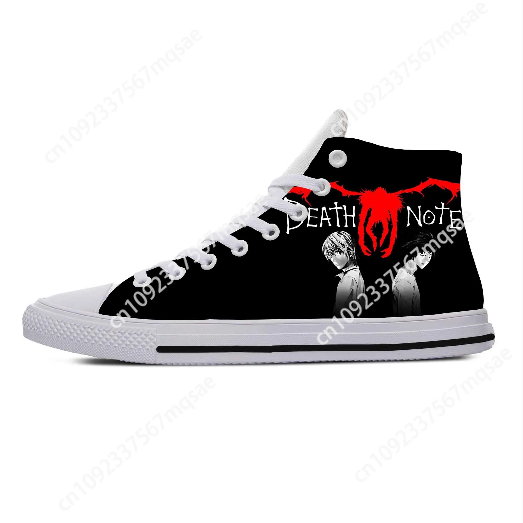 Anime Cartoon Death Note L Lawliet Yagami Light Casual Cloth Shoes High Top Lightweight Breathable 3D Print Men Women Sneakers