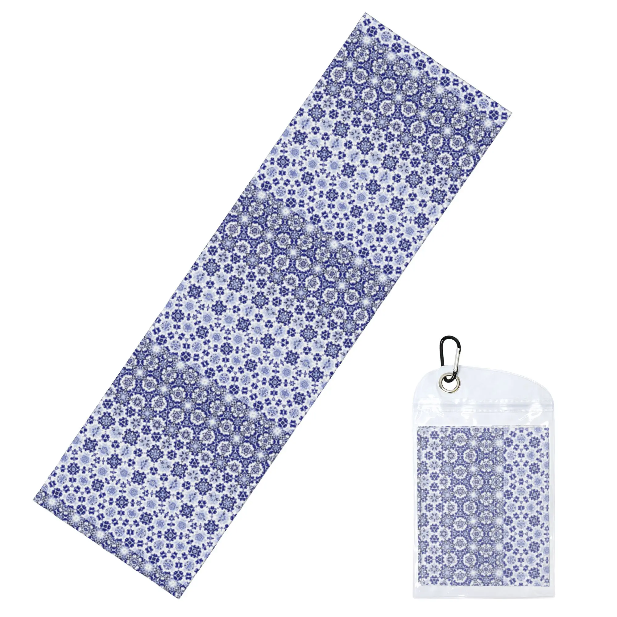 Blue Sicilian Tile Portuguese Tiles Mediterranean Tiles Cold Exercise Towel  Yoga Fitness Running Activities Travelling Towels