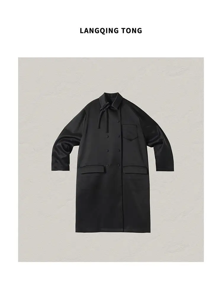 

Женская ветровка средней длины с воротником-стойкой, осенняя новинка, высококачественная, модная, однотонная, для повседневной носки...