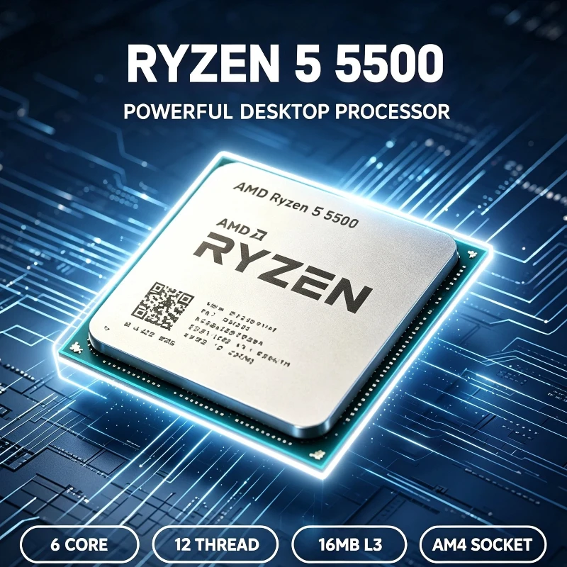 12 Thread Multi-task Desktop Processor Ryzen 5 5500 AM4 Socket 6 Core 7NM ZEN3 Chip 3.6GHz Base 4.2GHz No Stock Cooler