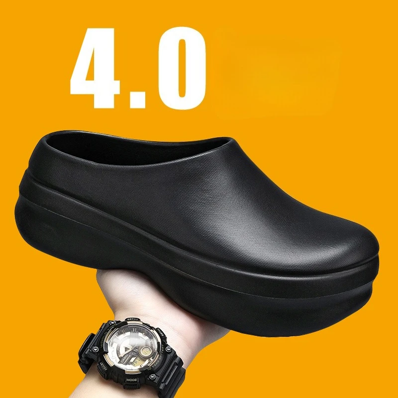 

Women's Slippers Minimalist Fashion Air Cushion Soft 4CM Platform Non Slip Sandals Breathable Couple Style Heightened Chef Shoes