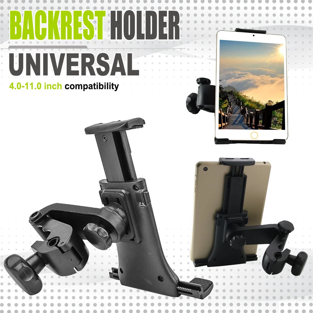

Universal Vehicle Backrest Holder Phone Tablet Holder 360 Degree Rotation Adjustment 4-11 Inch Compatibility