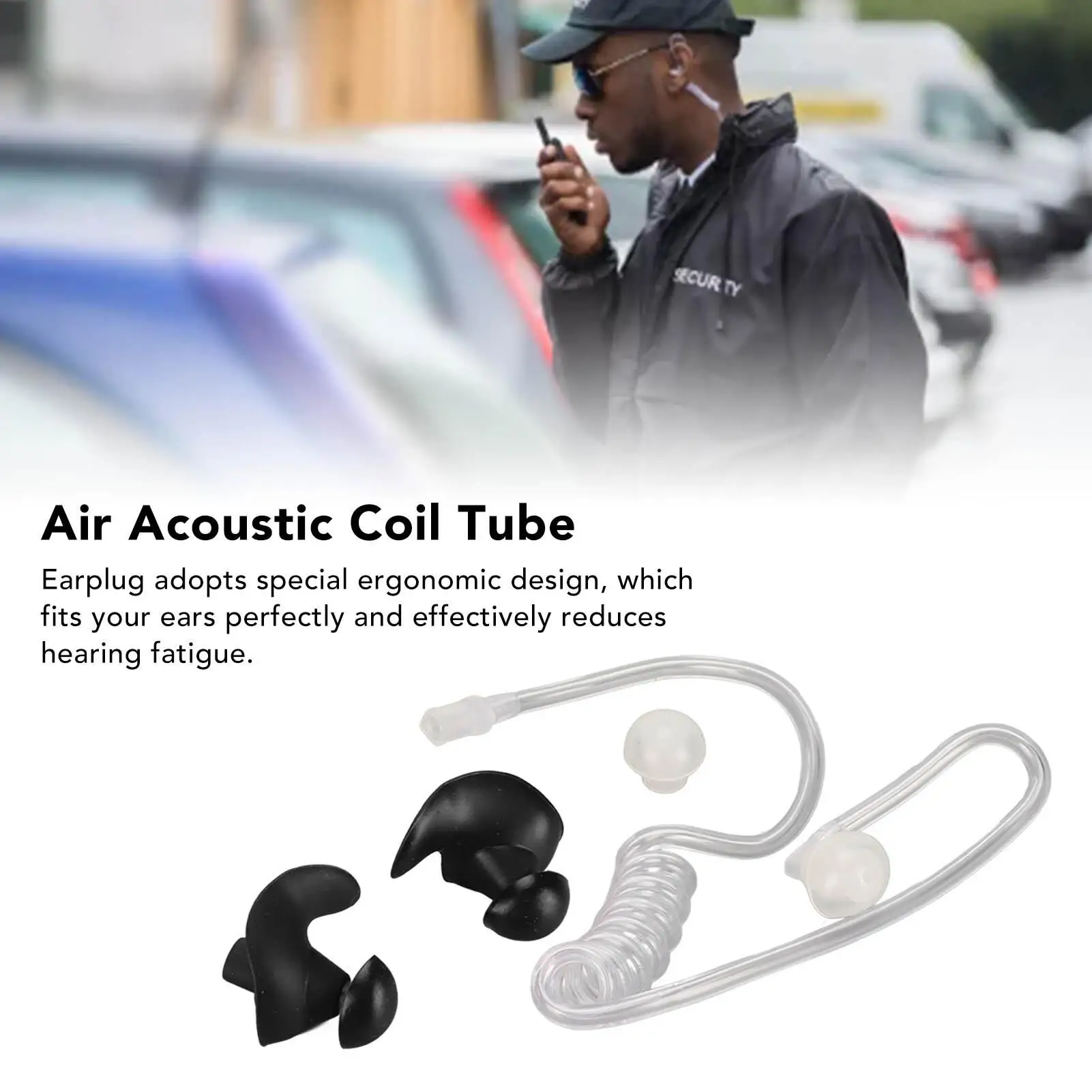 Universal Acoustic Coil Tube Replacement with Silicone Earplugs for two -Way Radio Headsets - New