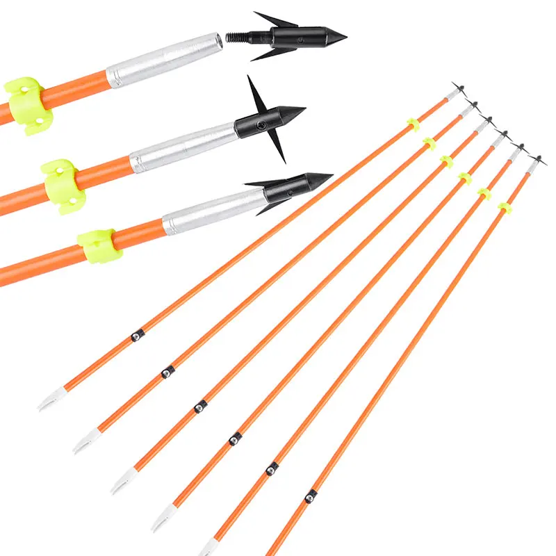 

6/12 Pcs Bowfishing Arrow Solid Fiberglass OD 7.8mm Hunting Arrowhead Safety Slides Compound Recurve Bow Fishing Hunting Arrow