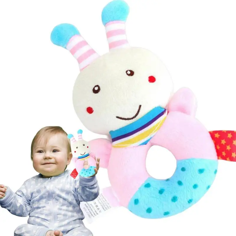 Baby Plush Rattle Toy Hand Grab Animal Sensory Shaker Baby Toys With Teether Sound 0-6 Months Plush Rattle Toy For Infant Boys