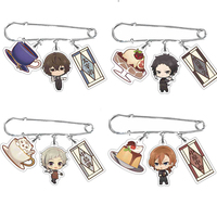Anime BSD Wenhao Wild Dog Brooch Pin Coffee Cake Series Characters Dazai Osamu Pendant Collection Clothes Jewelry Gift