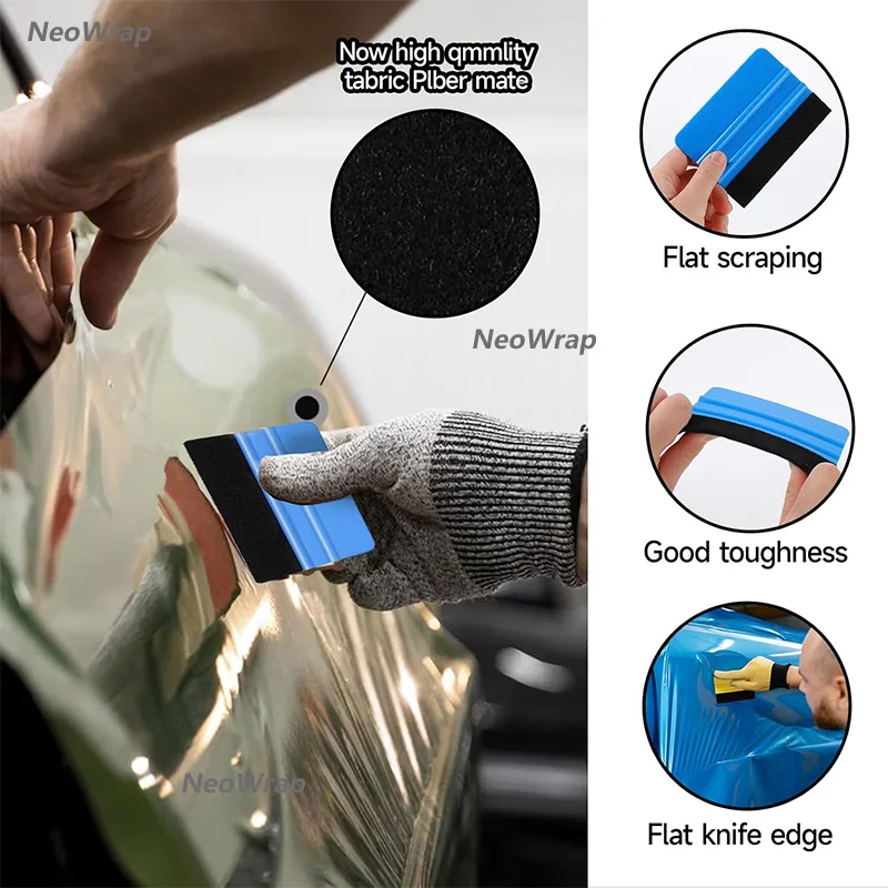 Plastic Felt Squeegee Kit for Vinyl Wrap Window Tint Wallpaper Smoother 8in 4in Vinyl Scraper for Car Film Decals Art Knife