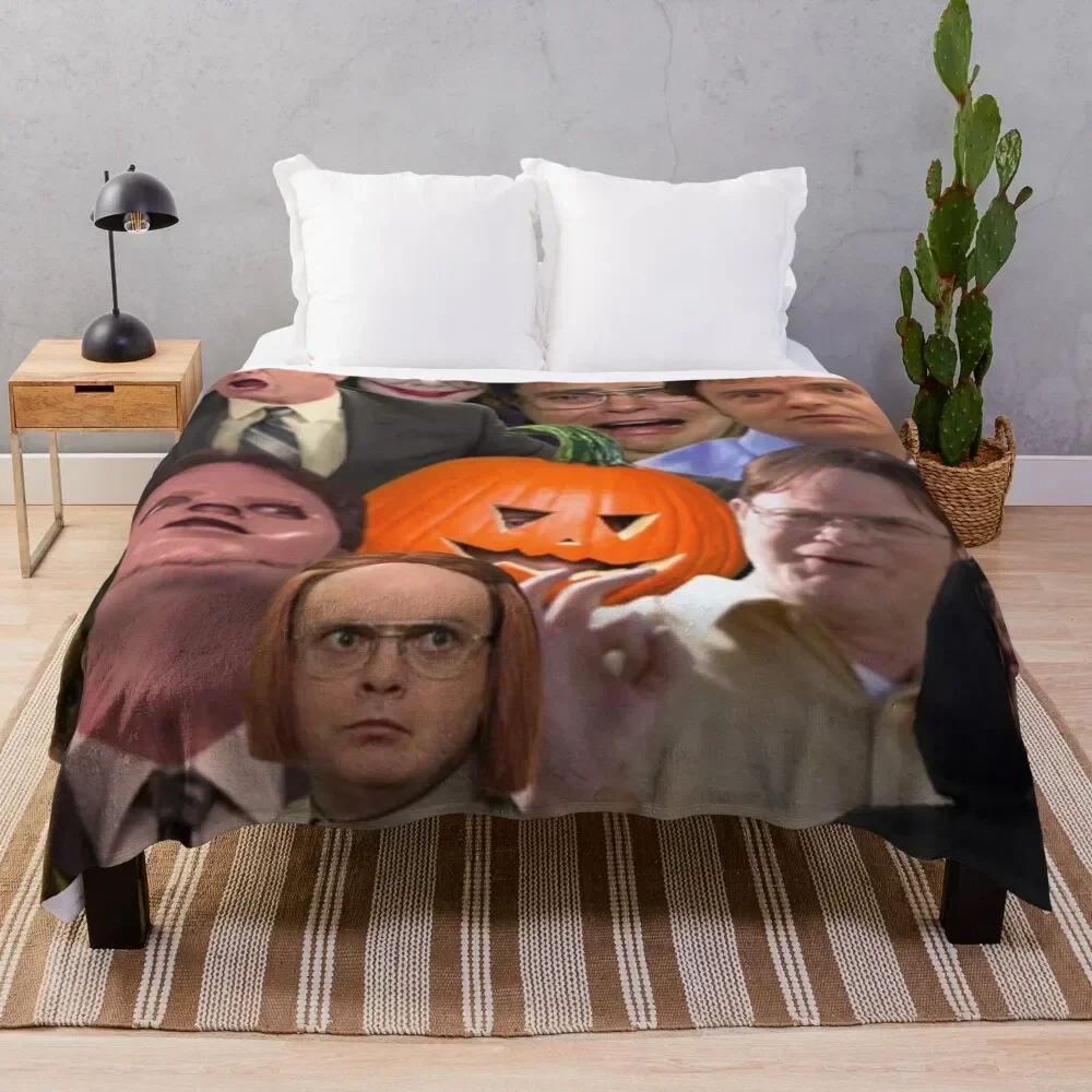 

Dwight Schrute Collage Throw Blanket Multi Use Warm Blanket for Living Room Bedroom