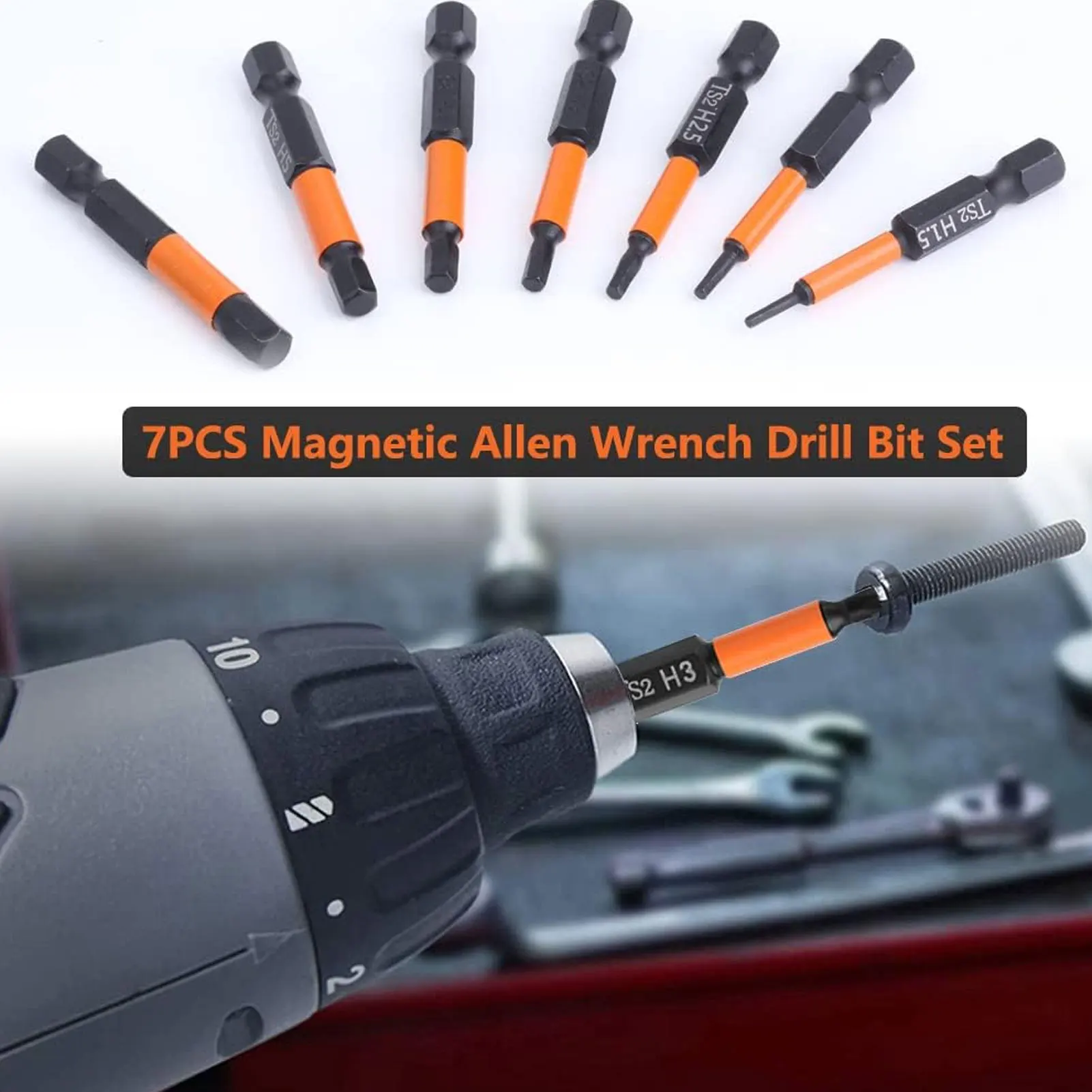 Magnetic Screwdriver Bit Set Hex Shank Impact Screw Driver Drill Bits H1.5‑H6 Metric Magnetic Screwdriver Drill Bit Set