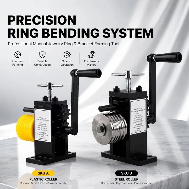 Manual Ring Bending Machine System Precision Jewelry Earring Bracelet Forming Tool Rolling Mill Plastic Steel Rollers Hot