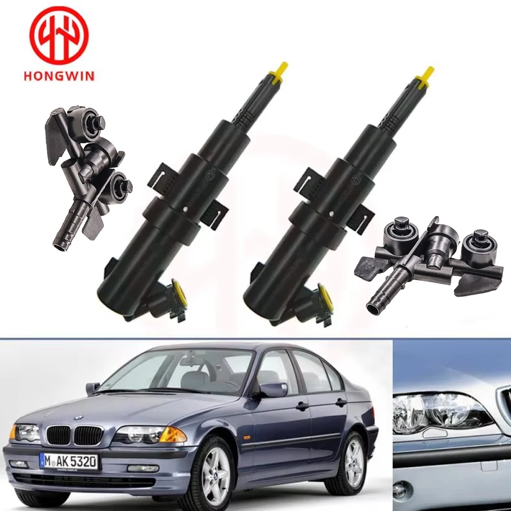 Front Headlamp Headlight Washer Nozzle Jet 61678362823 + Washer Cap Cover 61674290867&61674290868 For BMW 3Series E46  1997-2006