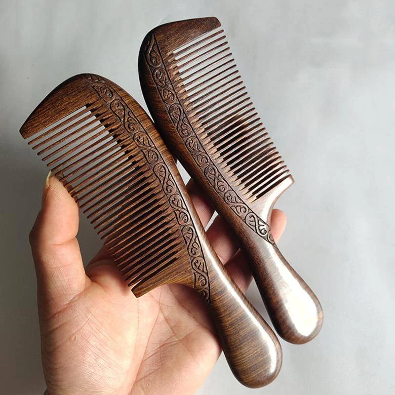 

Gold Silk Sandalwood Comb Natural Wood Anti-static Hair Comb Scalp Massage Double Sided Carving Hairdressing Styling Tool