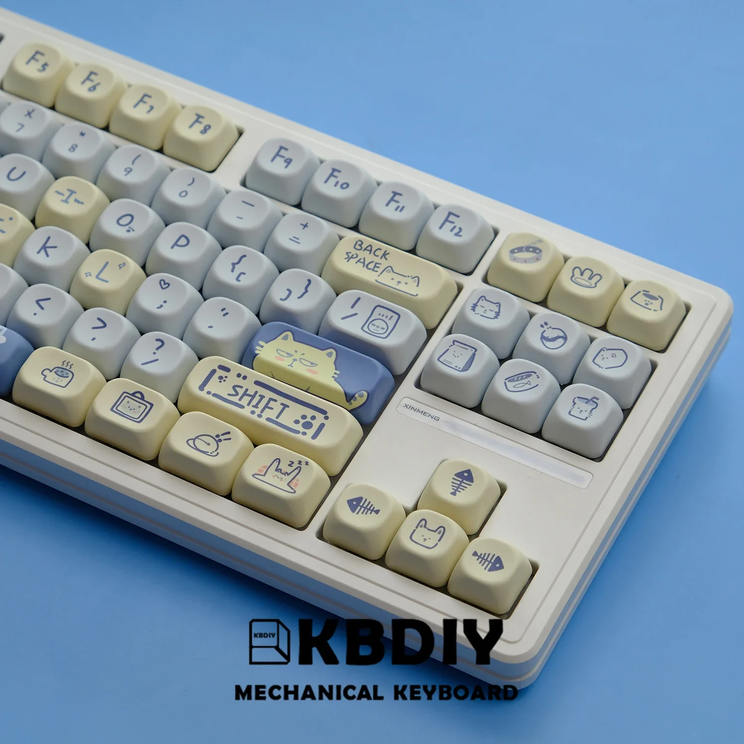 KBDiy 141 مفتاح KOA Profile PBT Keycap مخصص الأزرق مواء كيكابس للوحة المفاتيح الميكانيكية الألعاب ماك لطيف MX مفاتيح 7U الفضاء بار