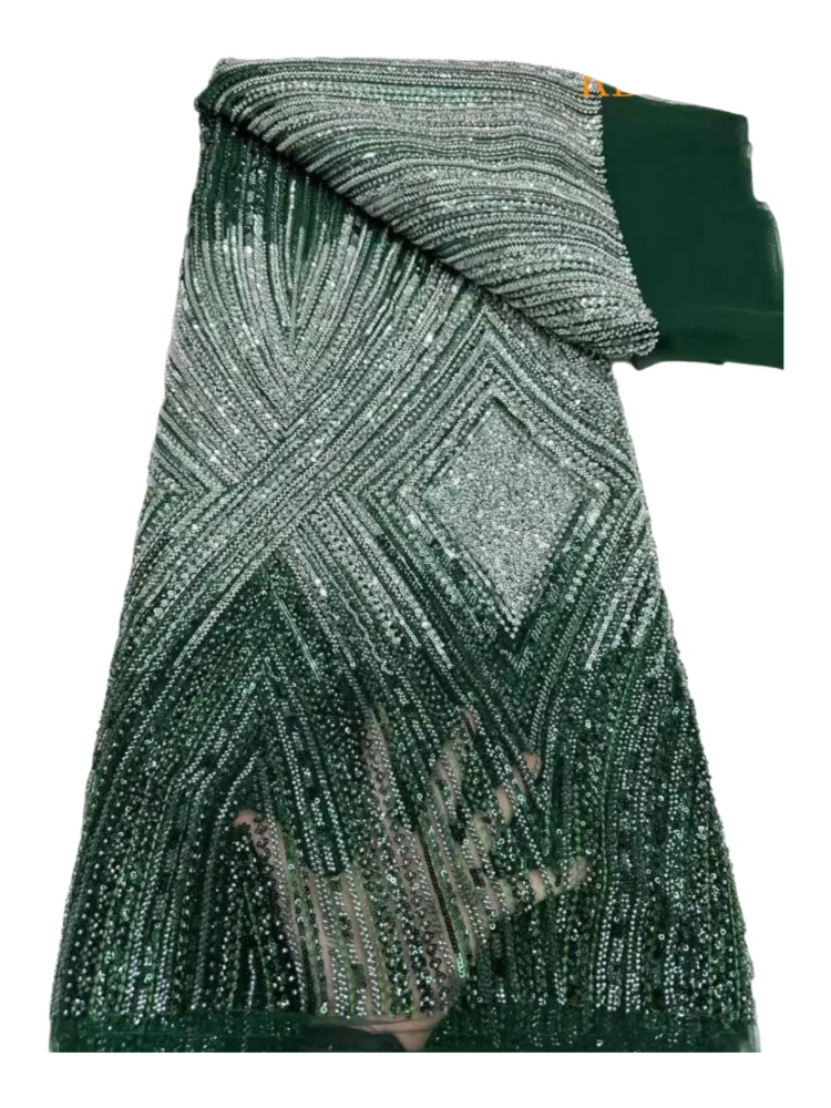 

Роскошная кружевная ткань с бисером, африканская кружевная ткань высокого качества, 2026, кружево с золотыми пайетками и вышивкой, французская ткань для шитья KB4488