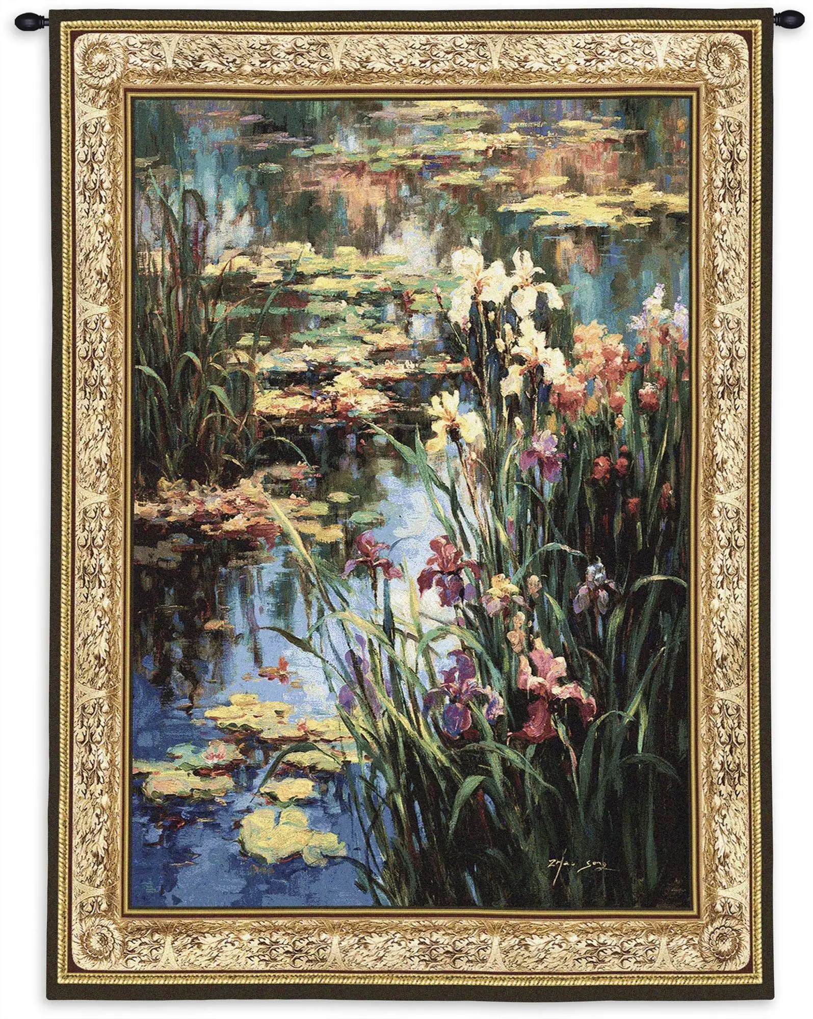 Summer Lily by Vail Oxley | Woven Tapestry Wall Art Hanging | Impressionist Floral Theme | 100% Cotton USA Size 53x42