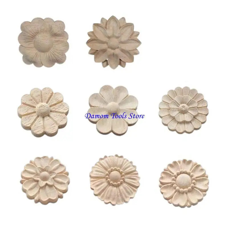 

57BE круглая деревянная резная эмблема, устойчивая к выцветанию и износу, 10 шт.