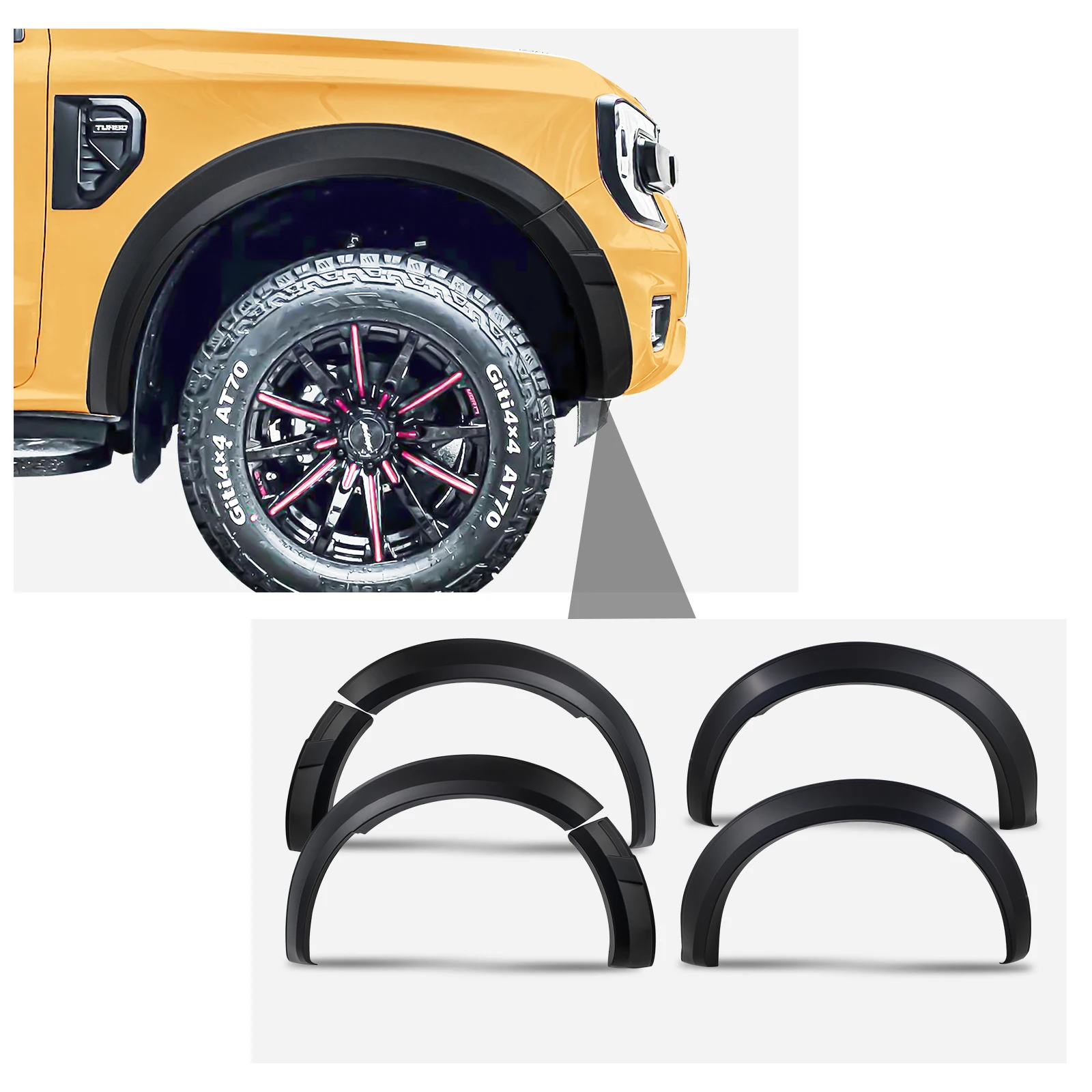 

Fender Flares Wheel Arch Protector For Ford Ranger NEXT-GEN T9 2022 2023+ WILDTRAK SPORT XLT XLS XL 4X4 Car Accessories Mudguard