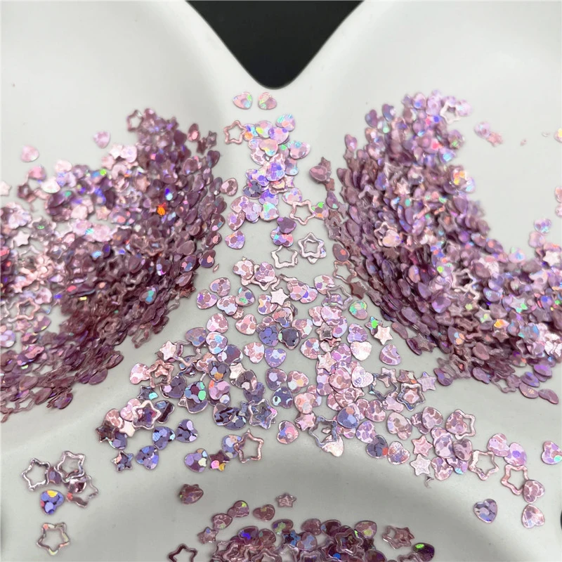 30g/Lot 3mm Heart Star Loose Sequins Glitter Paillettes For DIY Nail Craft,Craft Making, Wedding Decoration confetti Wholesale