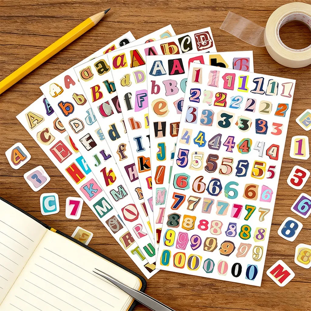 Diy Craft Stickers Decorative Vintage Alphabet Stickers Journal Alphabet Stickers Pre-Cut Scrapbooking Sticker Set For Diy