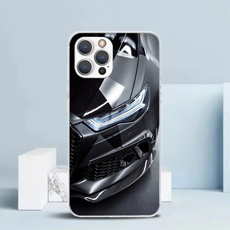 Super Car For A-Audis R-S Sport Phone Case For IPhone 16 17 Air 16E 15 14 Plus 13 Mini 12 11 Pro Max 7 8 + SE 2020 Soft TPU Back