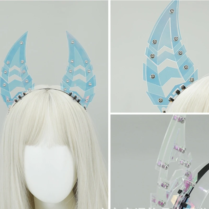 A3pb Anime Head Band Machinery Sharkteeth Ear Hairhoop Women Roleplay Costume da faixa cabelo