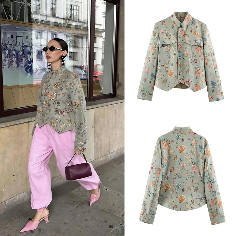 Guobioziy Women's Printed Jacket 2026 Spring and Autumn New Style European Slim Casual Fashion Trend Commuter Street Versatile