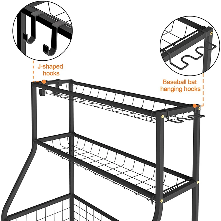 야외 스포츠 장비 농구 보관 랙 실내/야외 어린이 장난감 정리함 금속 및 철제로 제작