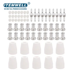 61Pcs PT31 LG40 Plasma Cutter Electrode Tips Cup Nozzle Nickel Plated Consumables Kit For PT-31 CUT40 CUT50 PLC50D HYC410