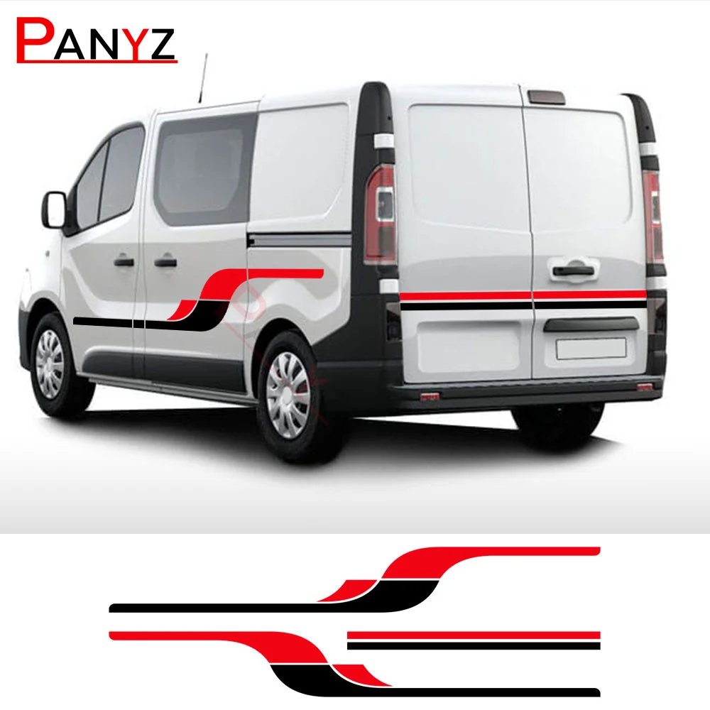 Car Door Stripes Graphics Stickers For Renault Trafic 2 3 MK3 MK2 Camper Day Van MOTORHOME Vinyl Film Decals Tuning Accessories