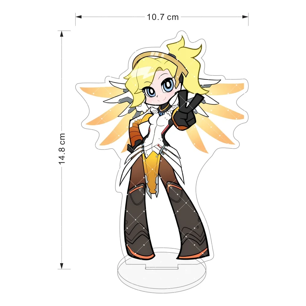 Overwatch 2 15cm Acrylic Stand Figure Chibi Tracer D.Va Mercy Widowmaker Sombra Desk Decor Keychain Cosplay Collectible Gifts view 2