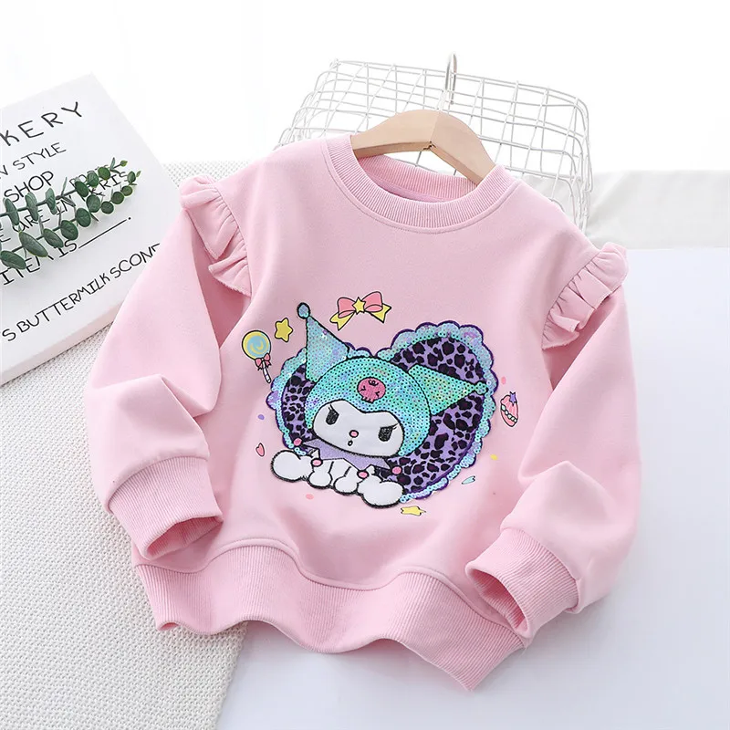 2024 Sanrio Girls Hoodie Kawaii Kuromi Anime Autumn Children Clothes Cartoon Cute Babys Top Crewneck Jumper Tide Gift for Kids