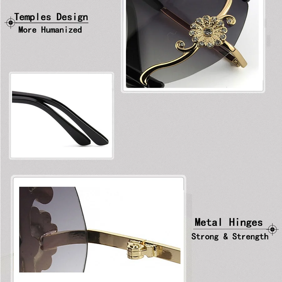 Okulary przeciwsłoneczne damskie Oversize luksusowa marka Design Retro Travel Drive pół-Rimless kwadratowa ramka Vintage okulary przeciwsłoneczne damskie 4 kolory — zdjęcie 7
