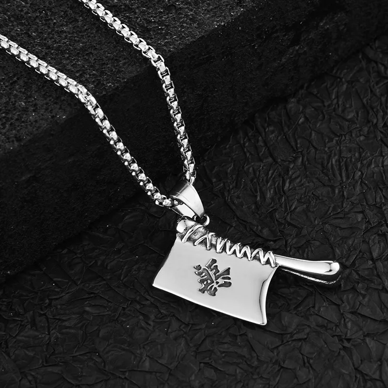 

The path of good and evil, powerful kitchen knife, personalized titanium steel pendant necklace, retro street pendant necklace