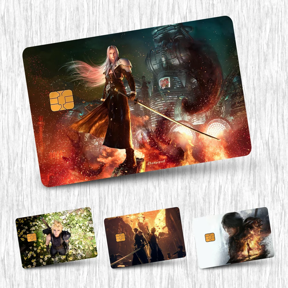 F-Final Fantasy Game Card Stickers Credit Card DIY Card Protector Stickers Waterproof Film Skin Cover