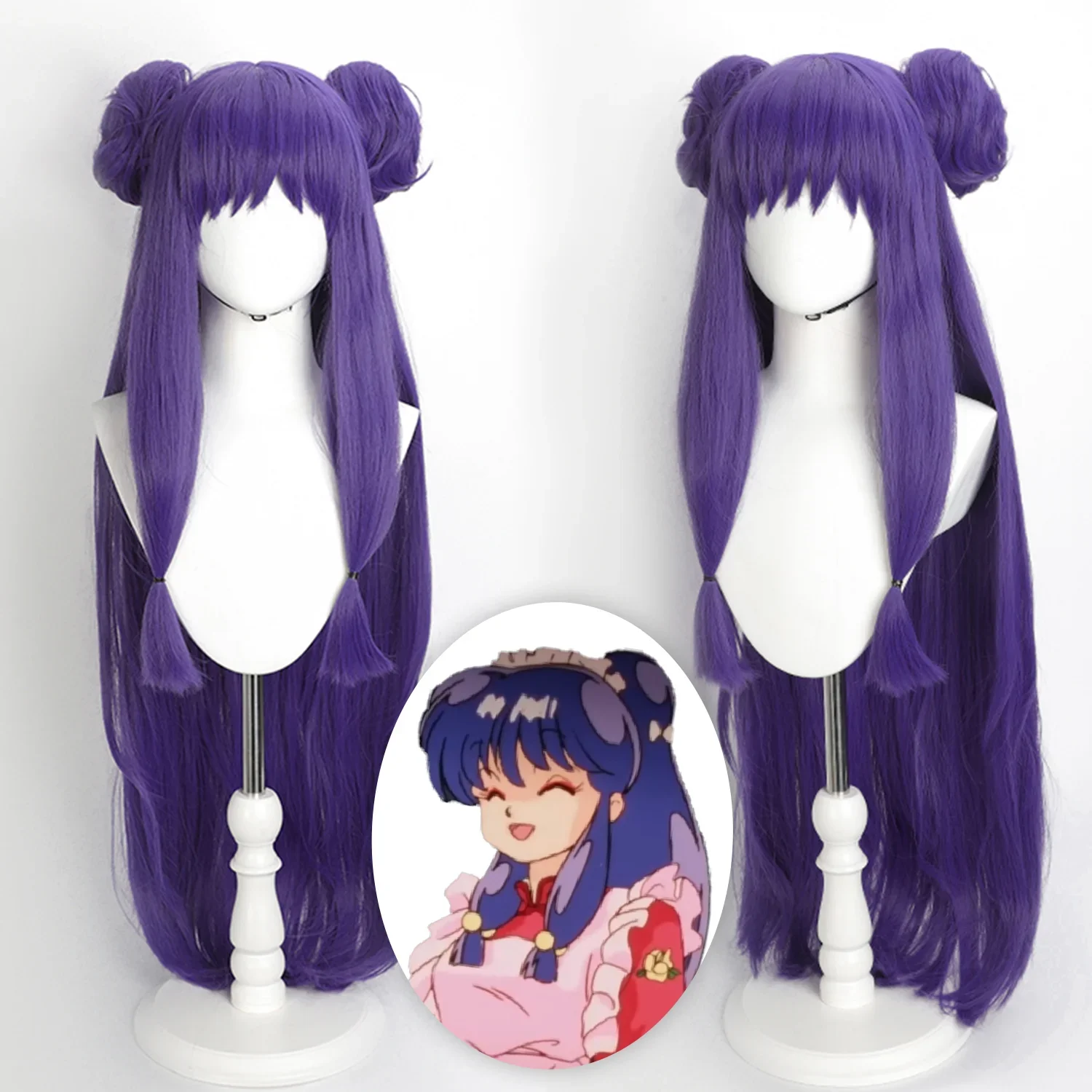 

Anime Ranma 1/2 Shampoo Cosplay Wig Adult Women Long Straight Purple Synthetic Heat Resistant Hair Wigs Halloween Accessories