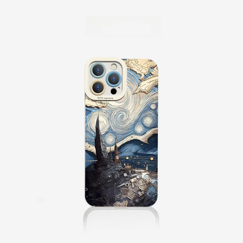 

Liquid Silicone Phone Case for 15Promax Scenic Landscape Anti-Fall Durable Creative Protective Cover for Men And Women