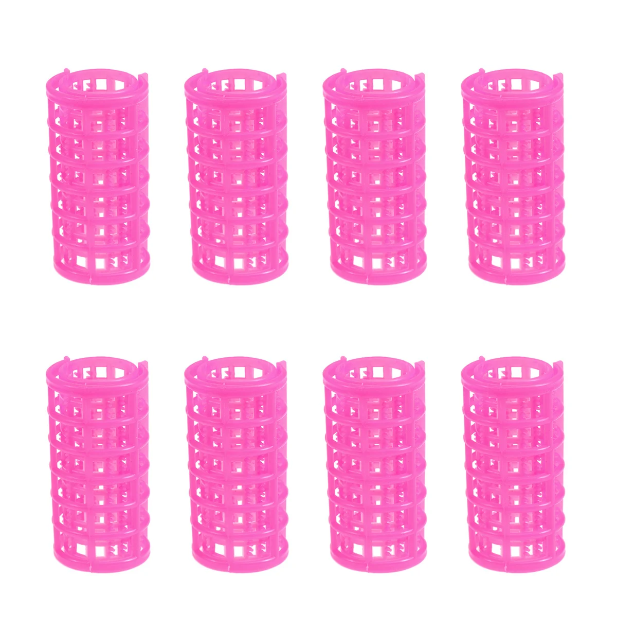 

8pcs Double Layer Hair Rollers Self-Holding Plastic Roller Set Medium Size Rosy For Women Men Hair Styling Tools Salon Home