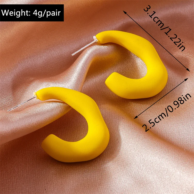 Aihua New Multicolour Circle Acrylic Hoop Earrings Korean Neon Matte C-Shaped Geometric Earring Statement Jewelry for Women