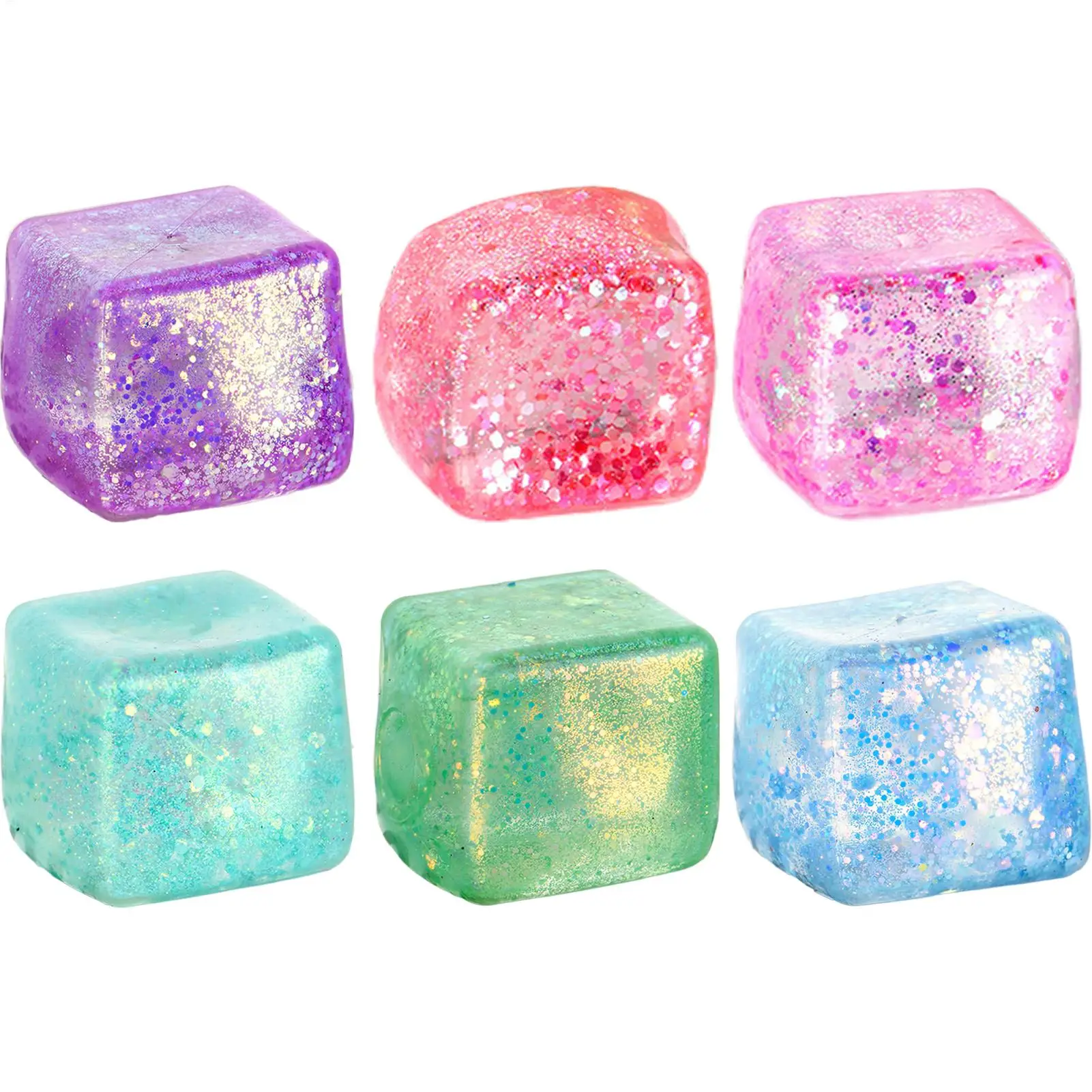 Squeeze Cube Glitter Large Sugar Ball Stress Slow Rebound Sensory Squeeze Toy Lightweight Classroom Cube Fidget For Home Travel