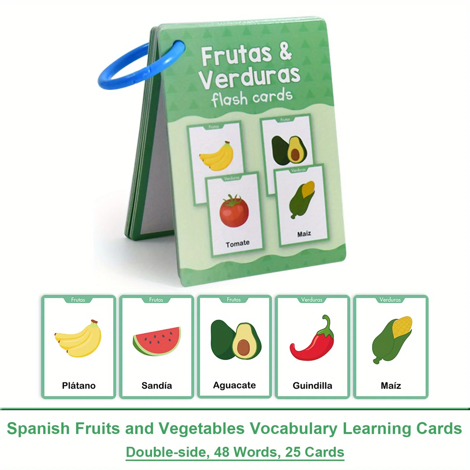 Spaans 4-thema's woordenschat leren flashcards, onderwijsmateriaal voor kleuterschool taalleermiddelen