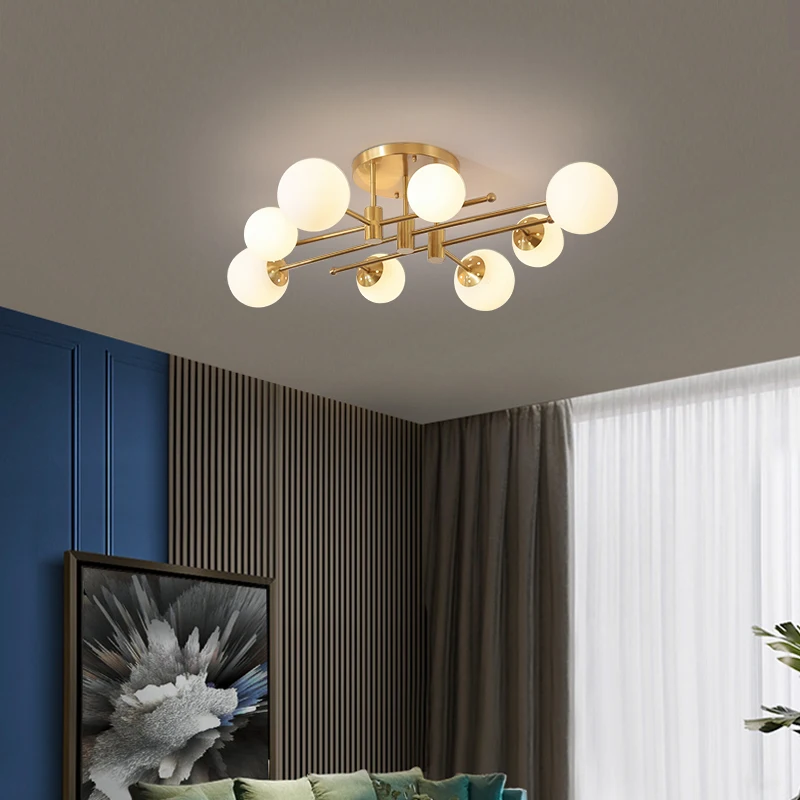 

Nordic Glass Chandelier LED Pendant Ceiling Lamp for Bedroom Living Room Decorative Dimmable Lighting Fixture