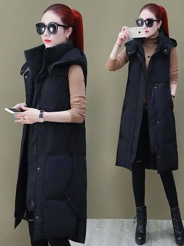 

Sli Thiened Cotton Vest Women's Outerwear oulder Pad Medium-Length Autumn Winter New Korean Loose Vest Tank Top